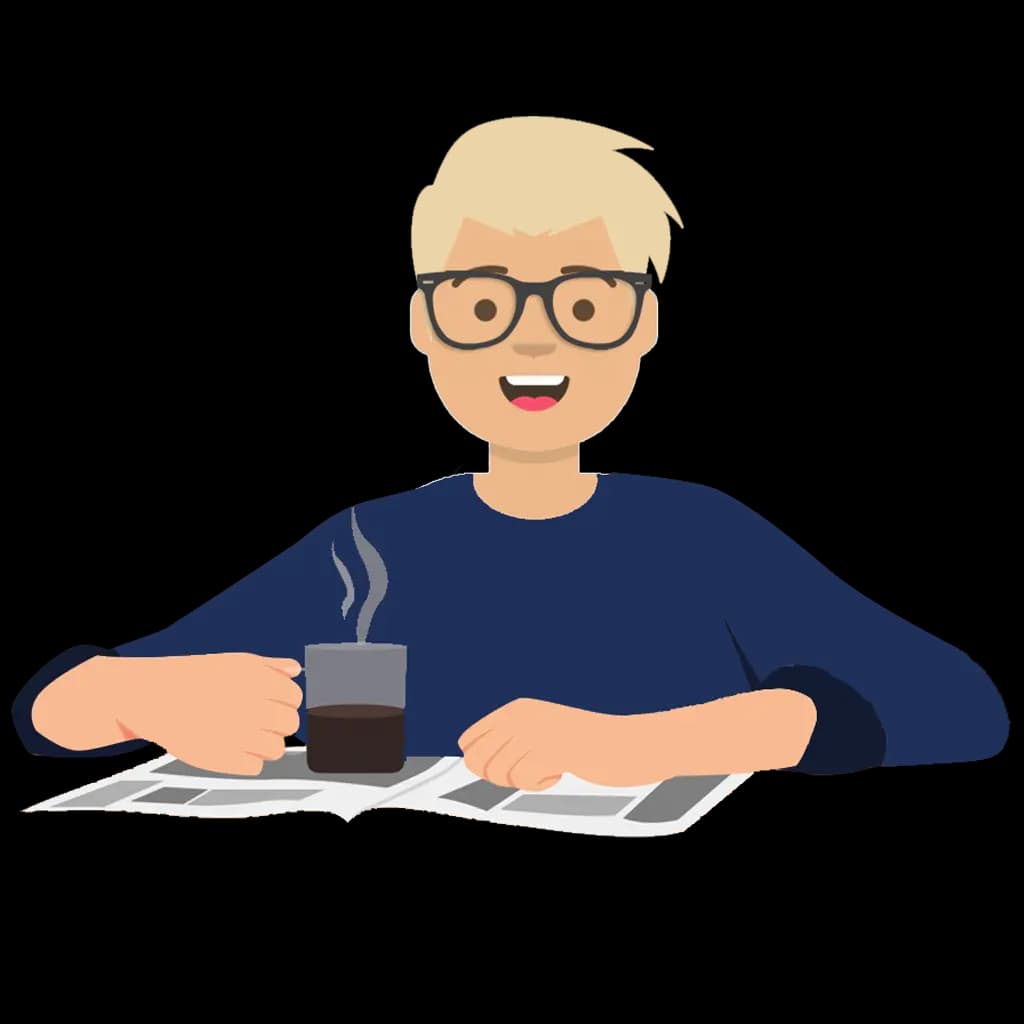 tax buddy gernot drinking coffee