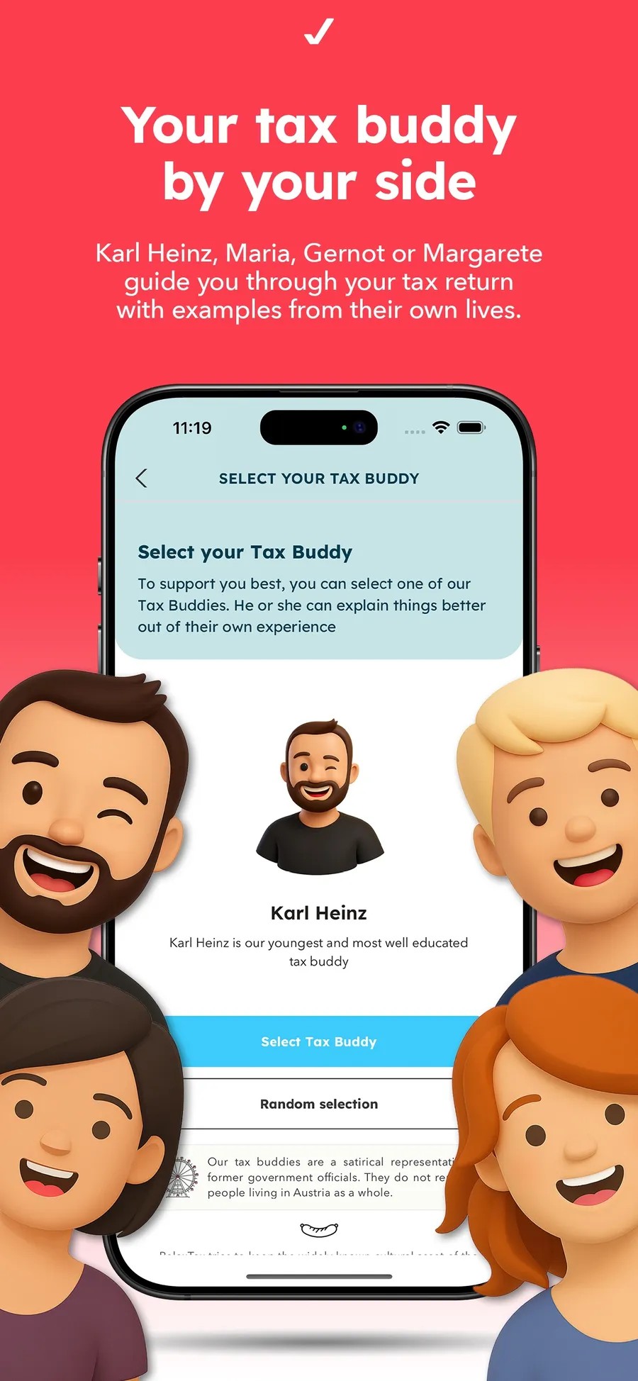 RelaxTax onboarding: choose your tax buddy