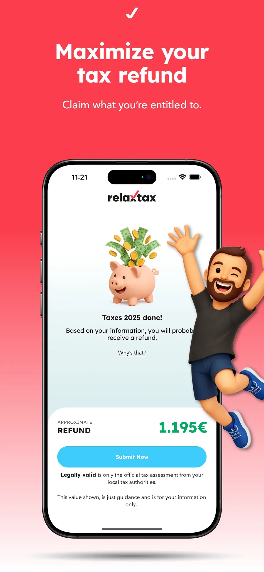 RelaxTax refund calculation